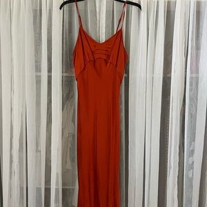 Spell Burnt Orange Silk Slip Dress